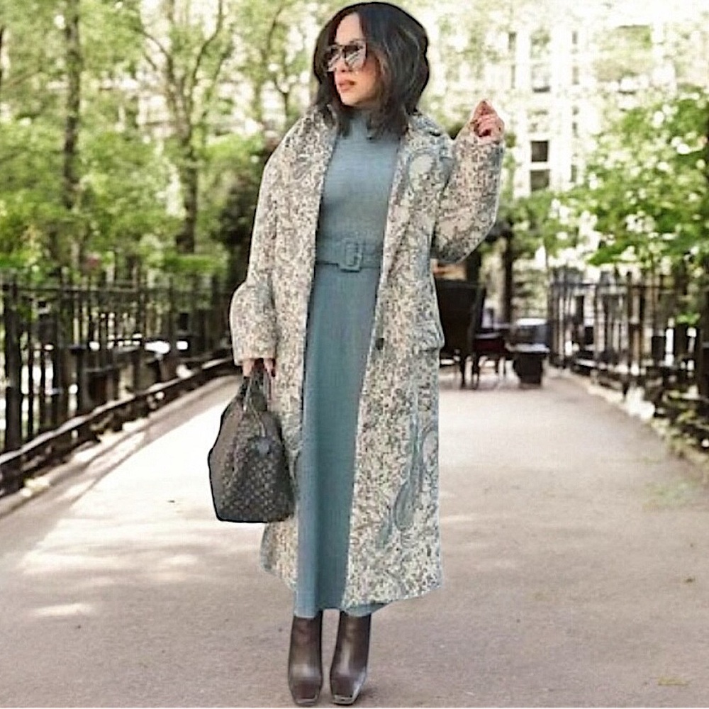 NWT ZARA Blogger Fav. Oversized Wool Coat LMT Ed. Sand Paisley Print